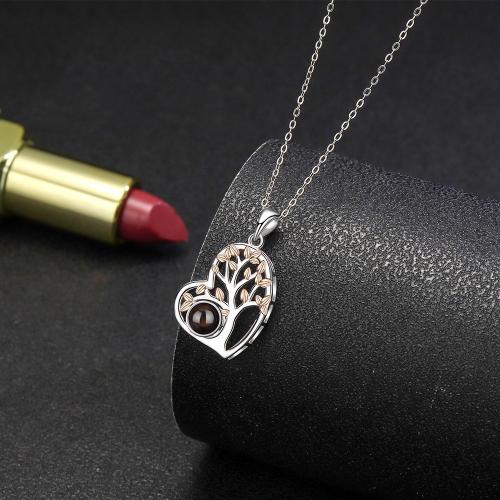 Argent sterling 925 collier, coeur, bijoux de mode & unisexe & pavé de micro zircon, Longueur:Environ 45 cm, Vendu par PC