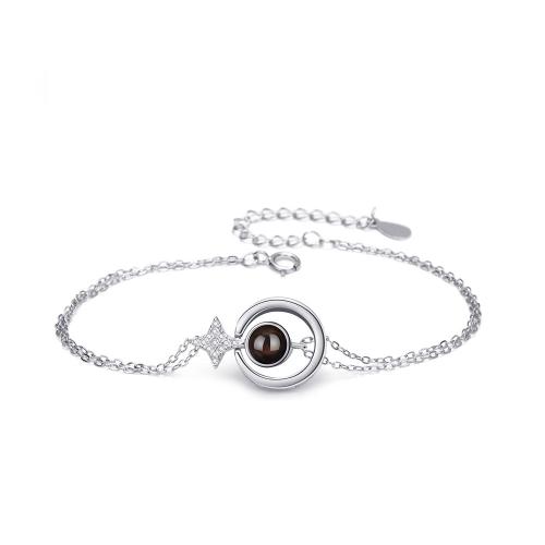 Argent sterling 925 bracelet, bijoux de mode & pavé de micro zircon & pour femme, plus de couleurs à choisir, Longueur:Environ 21 cm, Vendu par PC