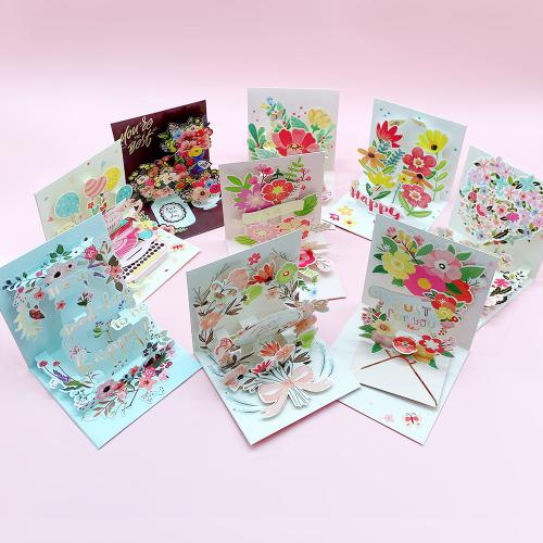 Greeting Card, Paper, 3D effect & different styles for choice, 133x133mm, Sold By PC