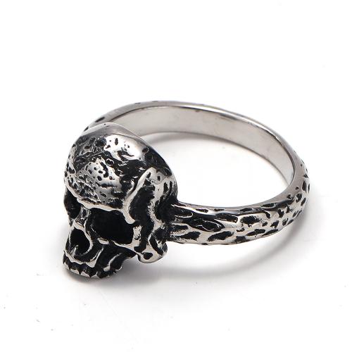 Палец кольцо из нержавеющей стали, Нержавеющая сталь 304, Череп, панк-стиль & разный размер для выбора & Мужский, оригинальный цвет, продается PC