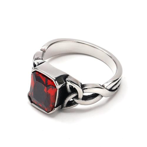 Cubic Zirconia nerezové prst prsten, 304 Stainless Steel, s Cubic Zirconia, módní šperky & různé velikosti pro výběr & pro muže, více barev na výběr, Prodáno By PC