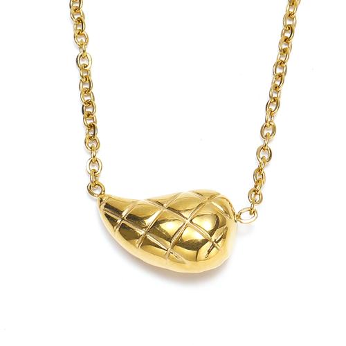 Colar de jóias de aço inoxidável, Aço inoxidável 304, Lágrima, joias de moda & para mulher, dourado, 18x11mm, comprimento Aprox 45 cm, vendido por PC