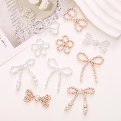 Hair Accessories DIY Findings Zinc Alloy with Plastic Pearl Bowknot plated nickel lead & cadmium free Sold By PC
