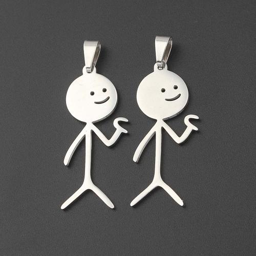 Stainless Steel Pendants, 304 Stainless Steel, plated, DIY, silver color, 34.80x14.80x1.20mm, Sold By PC
