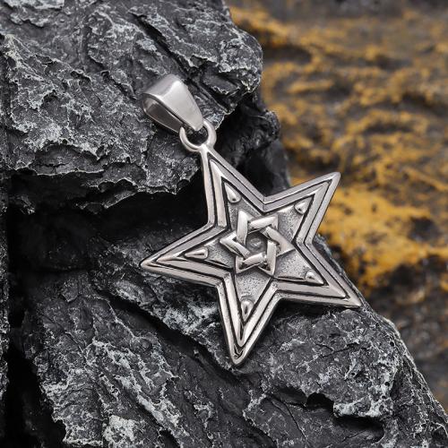 Stainless Steel Jewelry Necklace, 304 Stainless Steel, Star, plated, fashion jewelry, silver color, 35x45mm, Length:60 cm, Sold By PC