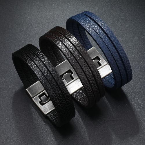 PU Leather Cord Bracelets Zinc Alloy with PU Leather fashion jewelry & multilayer & Unisex .5cm Length Approx 21 cm Sold By PC