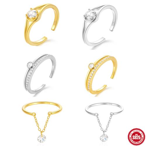 Kubični Zirconia mikro utre srebra prstenje, 925 Sterling Silver, različitih stilova za izbor & micro utrti kubni cirkonij & za žene, više boja za izbor, Prodano By PC