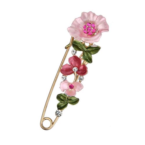Zinc Alloy Brooches for woman & enamel & with rhinestone Sold By PC