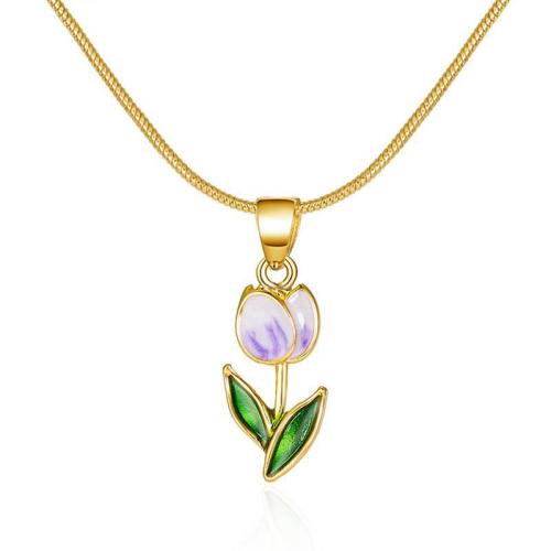 Zinc Alloy Jewelry Necklace plated for woman & enamel Sold By PC