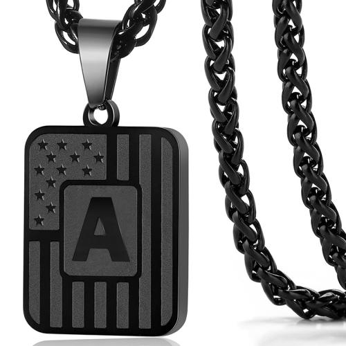 Stainless Steel Jewelry Necklace 304 Stainless Steel plated letters are from A to Z & Unisex plumbum black Sold By PC