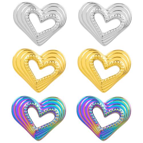 Stainless Steel Heart Pendants, 304 Stainless Steel, Vacuum Ion Plating, fashion jewelry & DIY & hollow, more colors for choice, 18x15mm, Sold By PC