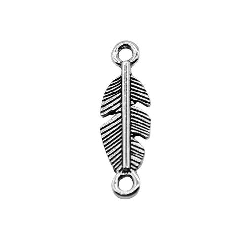 Zinc Alloy Connector Feather plated vintage & fashion jewelry & DIY & 1/1 loop Sold By PC