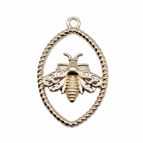 Pendentifs animaux en alliage de zinc, abeille, plaqué de couleur d'or KC, bijoux de mode & DIY & creux, 28x18mm, Vendu par PC