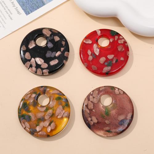 Fashion Lampwork Pendants, Flat Round, fashion jewelry & DIY, more colors for choice, 50mm, 12PCs/Bag, Sold By Bag