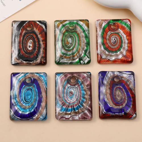 Fashion Lampwork Pendants, Rectangle, fashion jewelry & DIY, more colors for choice, 34x45mm, 12PCs/Bag, Sold By Bag
