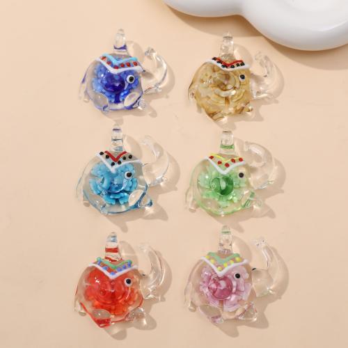 Fashion Lampwork Pendants, Elephant, fashion jewelry & DIY, more colors for choice, 44x42mm, 12PCs/Bag, Sold By Bag