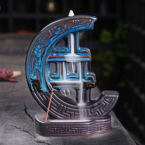 Backflow Incense Burner, Porcelain, for home and office & durable & multifunctional, 145x63x180mm, Sold By PC