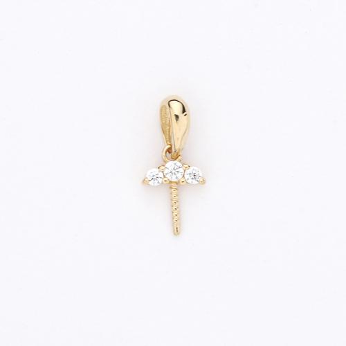 18K Gold Peg Bail, DIY & micro pave cubic zirconia, 9.38mm, Sold By PC