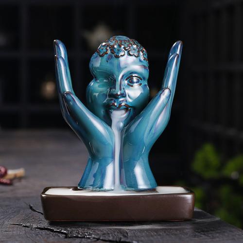 Backflow Incense Burner, Porcelain, half handmade, for home and office & durable, 133x79x162mm, Sold By PC