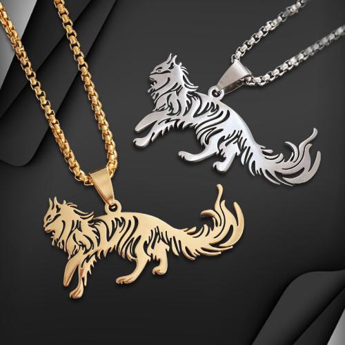 Stainless Steel Jewelry Necklace, 304 Stainless Steel, fashion jewelry & Unisex, more colors for choice, 32x48mm, Length:Approx 60 cm, Sold By PC