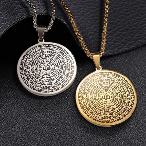 Stainless Steel Jewelry Necklace, 304 Stainless Steel, Round, fashion jewelry & Unisex, more colors for choice, 45x35mm, Length:Approx 60 cm, Sold By PC