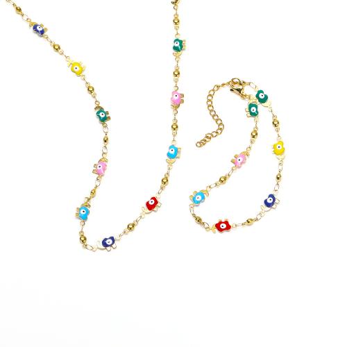 Uhranutí šperky Set, náramek & náhrdelník, 304 Stainless Steel, Slon, módní šperky & různé styly pro výběr & pro ženy & smalt, multi-barevný, Prodáno By PC