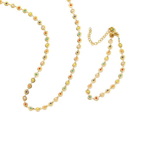 Emalj Rostfritt Stål Smycken Set, armband & halsband, 304 rostfritt stål, mode smycken & olika stilar för val & för kvinna, fler färger för val, Säljs av PC
