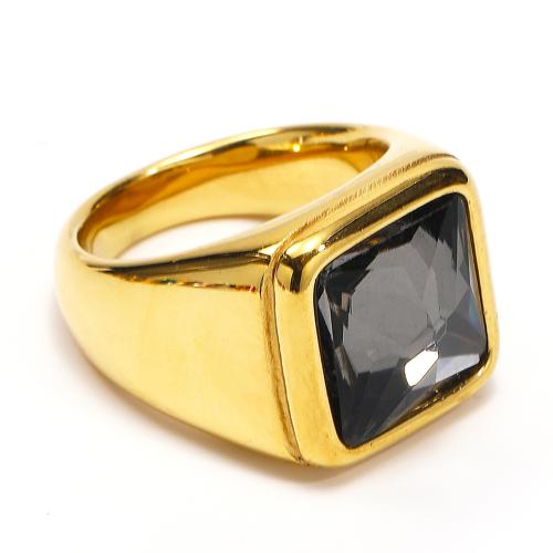 Rhinestone нержавеющей стали палец кольцо, Нержавеющая сталь 304, Квадратная форма, ювелирные изделия моды & разный размер для выбора & Мужский & со стразами, Много цветов для выбора, продается PC