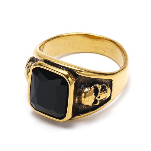 nehrđajućeg Čelik vještački dijamant Finger Ring, 304 nehrđajućeg čelika, Trg, modni nakit & različite veličine za izbor & za čovjeka & s Rhinestone, više boja za izbor, Prodano By PC