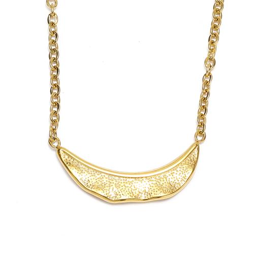 Stainless Steel Jewelry Necklace, 304 Stainless Steel, Moon, Vacuum Ion Plating, fashion jewelry & for woman, golden, 25x13mm, Length:Approx 45 cm, Sold By PC