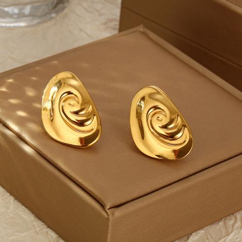 Edelstahl Ohrringe, 304 Edelstahl, goldfarben plattiert, für Frau, frei von Nickel, Blei & Kadmium, verkauft von Paar