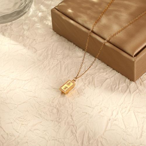 Stainless Steel Jewelry Necklace 304 Stainless Steel Square plated for woman nickel lead & cadmium free Sold By PC