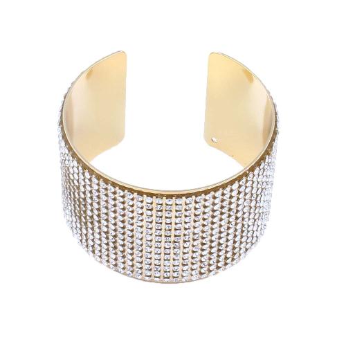 Zinc Alloy Bangle with Iron plated fashion jewelry & with rhinestone golden nickel lead & cadmium free Sold By Bag