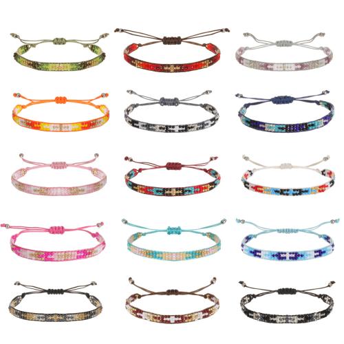 Seedbead Bracelet, with Wax Cord, handmade, fashion jewelry & for woman, more colors for choice, Length:17-23 cm, Sold By PC