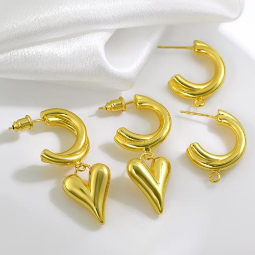 Brass Stud Earring, Heart, plated, different styles for choice & for woman, golden, Sold By Pair