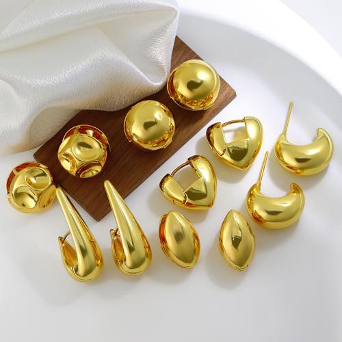 Messing Spring hoop oorbellen, plated, verschillende stijlen voor de keuze & voor vrouw, gouden, Verkocht door pair