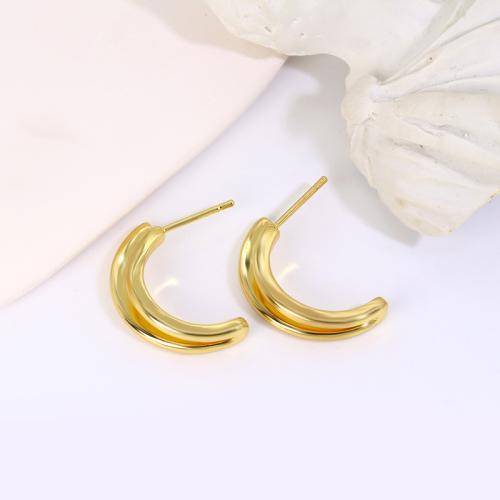 Brass Stud Earring, plated, for woman, golden, 10mm, Sold By Pair