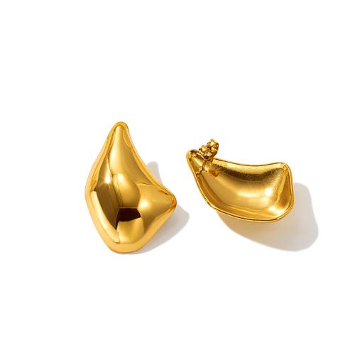 Edelstahl Ohrringe, 304 Edelstahl, plattiert, für Frau, goldfarben, verkauft von Paar