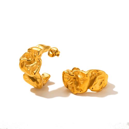 Edelstahl Ohrringe, 304 Edelstahl, plattiert, für Frau, goldfarben, verkauft von Paar