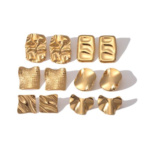Stainless Steel Stud Earrings, 304 Stainless Steel, plated, different styles for choice & for woman, golden, Sold By Pair
