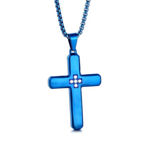 Stainless Steel Cross Pendants, 304 Stainless Steel, plated, different styles for choice & micro pave cubic zirconia, more colors for choice, Sold By PC
