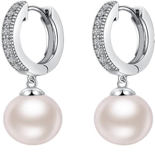 Befestiger Zirkonia Messing Ohrring, mit Kunststoff Perlen, plattiert, Micro pave Zirkonia & für Frau, keine, 30x10mm, verkauft von Paar