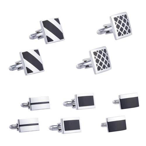 Cufflinks, Iron, different styles for choice & for man & enamel, black, Sold By Pair