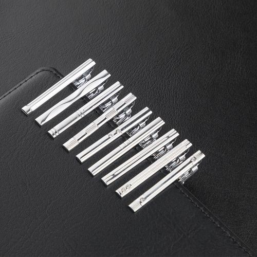 Tie Clip, Iron, plated, Unisex & different styles for choice & micro pave cubic zirconia, silver color, Sold By PC