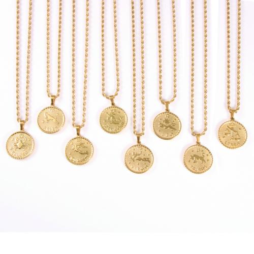 Stainless Steel Jewelry Necklace 304 Stainless Steel Zodiac symbols jewelry & for woman Sold By PC