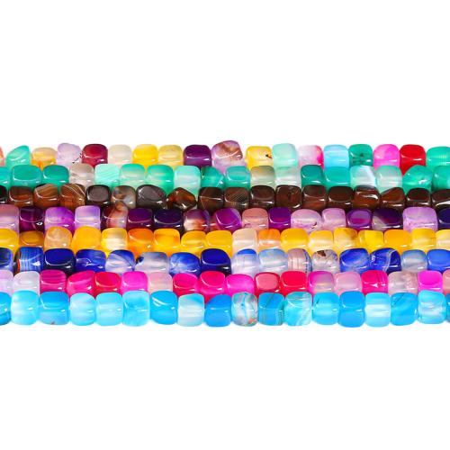 الطبيعية الخرز العقيق الرباط, الدانتيل العقيق, مربع, مصقول, ديي, المزيد من الألوان للاختيار, beads length 7-8mm, تقريبا 43أجهزة الكمبيوتر/حبلا, تباع بواسطة حبلا