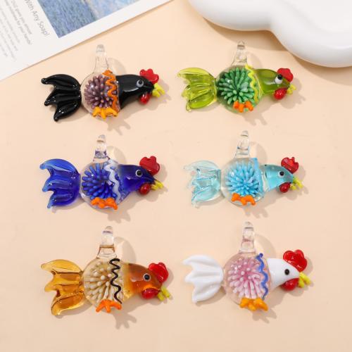 Fashion Lampwork Pendants, Cock, fashion jewelry & DIY, more colors for choice, 40x58mm, 12PCs/Bag, Sold By Bag