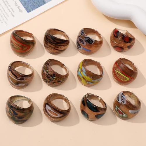Finger Ring smykker, Lampwork, mode smykker & Unisex, flere farver til valg, 25mm, Indvendig diameter:Ca. 18mm, 12pc'er/Box, Solgt af Box
