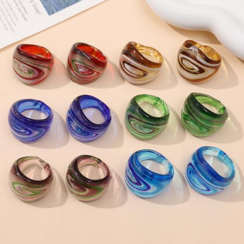 Finger Ring Smycken, Lampwork, mode smycken & Unisex, fler färger för val, 25mm, Innerdiameter:Ca 18mm, 12PC/Box, Säljs av Box