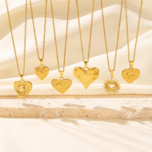 Stainless Steel Jewelry Necklace 304 Stainless Steel with 5cm extender chain Heart Vacuum Ion Plating fashion jewelry & Unisex Length Approx 40 cm Sold By PC